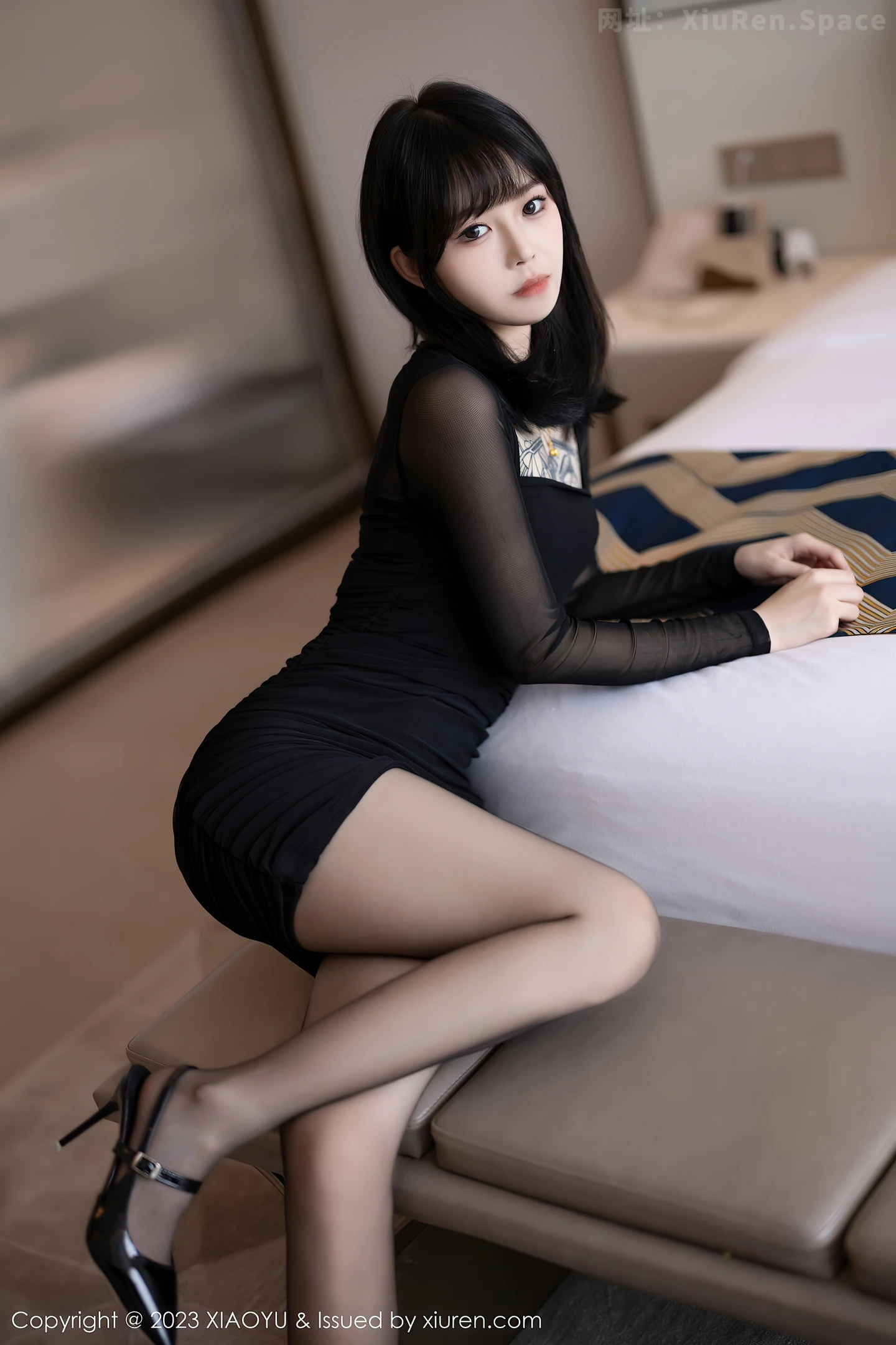 图片[6]-[XiaoYu画语界]Vol.1124 模特奶瓶黑色连衣短裙+薄透服饰露蓝色内衣秀曼妙身姿诱惑写真83P-秀人网官方网站